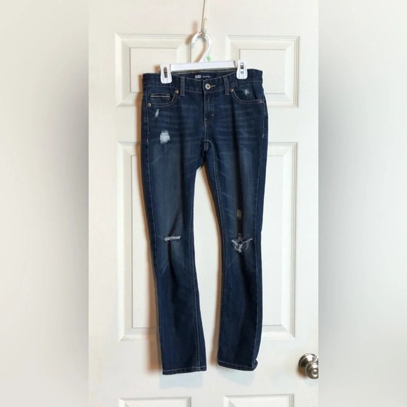 Levi’s Boyfriend Jeans Kids Size 12 Denim Dark Wash Ripped - Picture 1 of 5